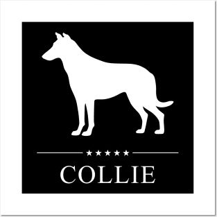 Smooth Collie Dog White Silhouette Posters and Art